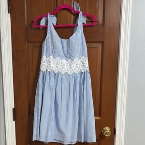 Lilly Pulitzer Blue and White Dress with Floral Lace